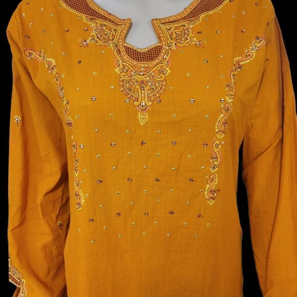 Sequin and Embroidered Straight Kurta with Matching Trousers - Picture 2 of 6